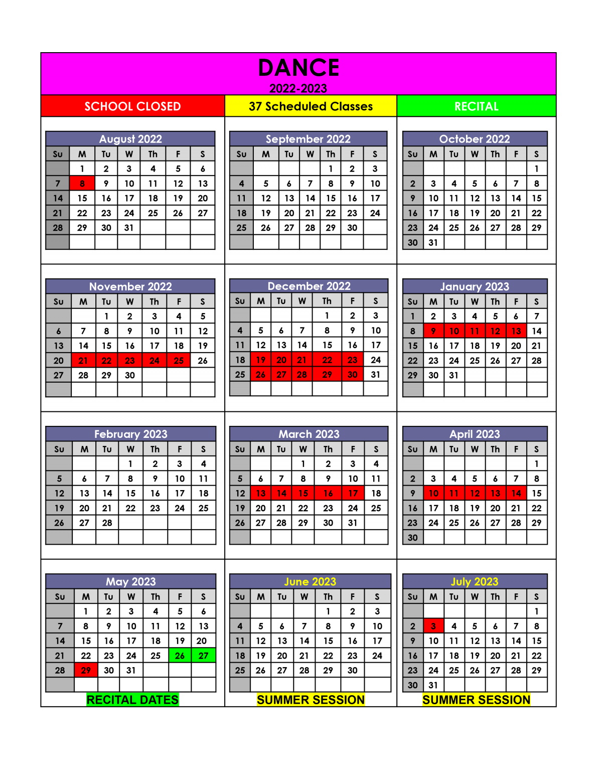 2022-2023 Dance Calendar_ - The Forte School 2022-2023 Dance Calendar_ - The Forte School